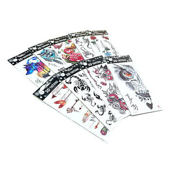 Флеш Тату 9*19см чорно-біла-кольорова 3D Tattoo 3D-**/TL-**/990