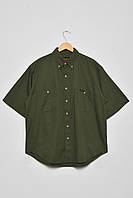 Рубашка мужская батальная джинсовая цвета хаки 174821P