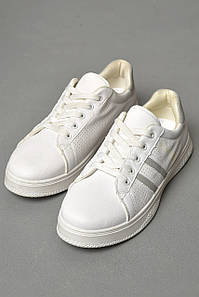 Кросівки жіночі білого кольору на шнурівці 177281P