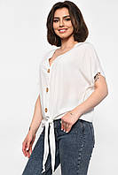 Блуза жіноча напівбатальна з коротким рукавом  білого кольору 176177L
