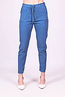 Брюки зауженные женские джинсовые классические для офиса коттон с карманами по бокам 7/8 Актуаль 920702, 52