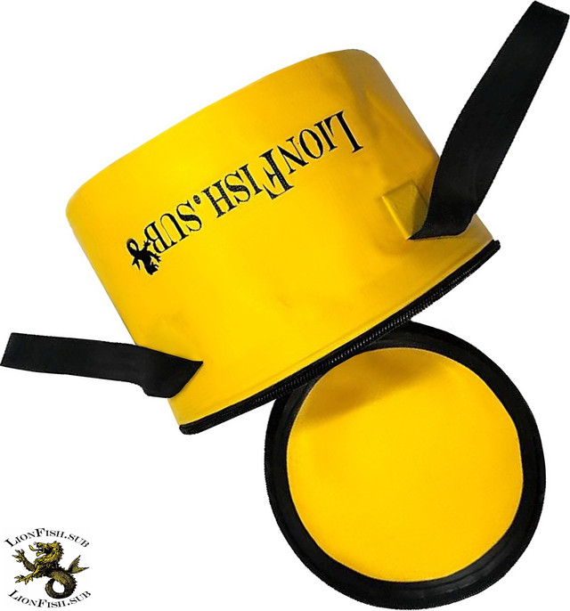 Складное Ведро для Рыбалки LionFish.sub 8л с Крышкой, 2 ручки, Жёлтое, Сумка для Трофейной Рыбы ПВХ
