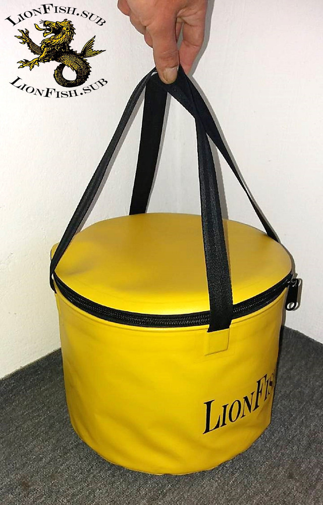 Складное Ведро для Рыбалки LionFish.sub 8л с Крышкой, 2 ручки, Жёлтое, Сумка для Трофейной Рыбы ПВХ