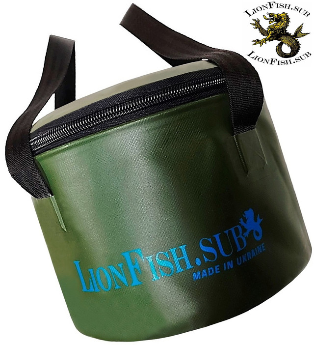 Складное Ведро для Рыбалки LionFish.sub 8л с Крышкой, 2 ручки, Жёлтое, Сумка для Трофейной Рыбы ПВХ