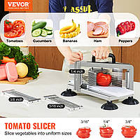 Комерційна томаторізка VEVOR, 1/4"+3/8"+3/16" томаторізка, надміцна томаторізка з нержавіючої сталі, ручна овочерізка, для нарізки
