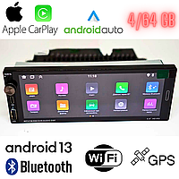 1din Автомагнитола, магнитола автомобильная 6287A Android 13, 4/64Gb, Gps, WiFi, Bluetooth
