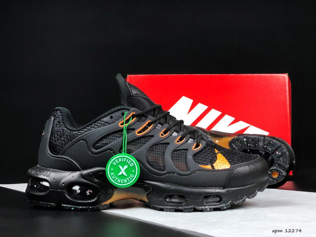 Чоловічі кросівки Nike Air Max Terrascape Plus Black Orange (Чорні) Взуття Найк Аір Макс Плюс сітка шкіра демісезон
