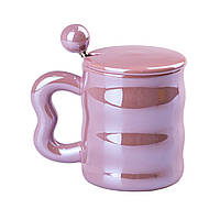 Чашка керамічна Love 400мл з кришкою та ложкою кухоль для чаю з кришкою