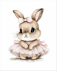 Панелька із сатину для дитячого пледа "Зайчик-балерина" 80*100 см