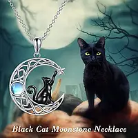 Подвеска в виде луны и черного кота готический черный кот звезда месяц кулон