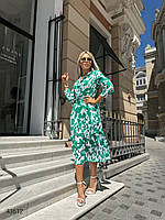Жіноче сукня в квітковий принт софт на гудзиках софт 44, Зелений