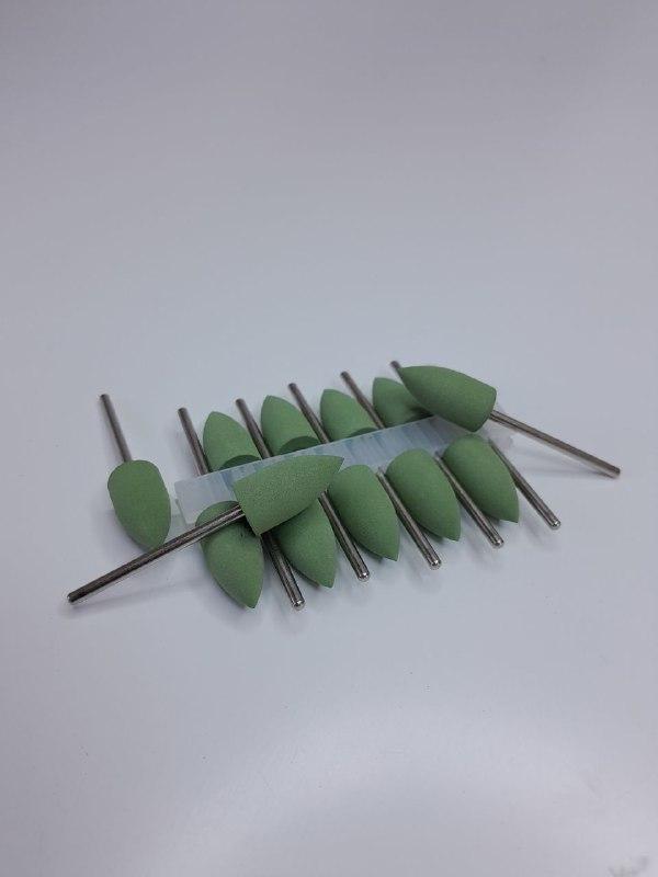 Зуботехнічні силіконові гумові алмазні поліри з гострим кінцем (зелені)