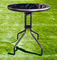 Стіл скляний садовий для тераси Bonro B-60 чорний металевий для саду дому