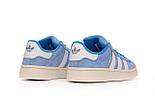 Жіночі кросівки Adidas Campus 80s весна-осінь замшеві повсякденні (блакитні). Живе фото. Адідас кампус, фото 6