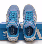 Жіночі кросівки Adidas Campus 80s весна-осінь замшеві повсякденні (блакитні). Живе фото. Адідас кампус, фото 4
