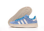 Жіночі кросівки Adidas Campus 80s весна-осінь замшеві повсякденні (блакитні). Живе фото. Адідас кампус, фото 5