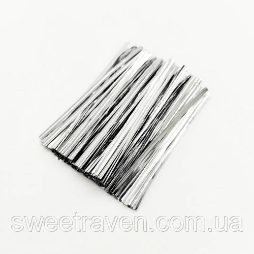 Зав'язка-дроток для пакетиків Срібло (100 шт.), фото 1