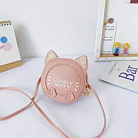 Дитяча сумка для дівчинки подарунок сумочка Котик із блискітками рожева