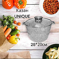 Котел алюмінієвий круглий UNIQUE UN-5220 10 л, 28×20 см, з гранітним покриттям та кришкою