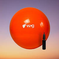 М'яч для фітнесу (фітбол) WCG 55 Anti-Burst 300кг Помаранчевий + насос