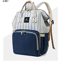 Сумка-рюкзак мультифункціональний органайзер для мами Mummy Bag/для коляски/зручна синій в смужку