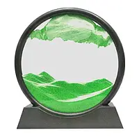 Пісочна картина, картина піщаний пейзаж, картина рухомий пісок 19 см Зелена