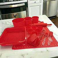 Форми для випікання силіконові набір 16 в 1 з килимком і лопатками для кексів пирогів пасок Червоний