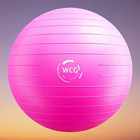 Мяч для фитнеса фитбол 75 см WCG Anti-Burst, Фитбол для спины 300кг (Розовый) Planetsport