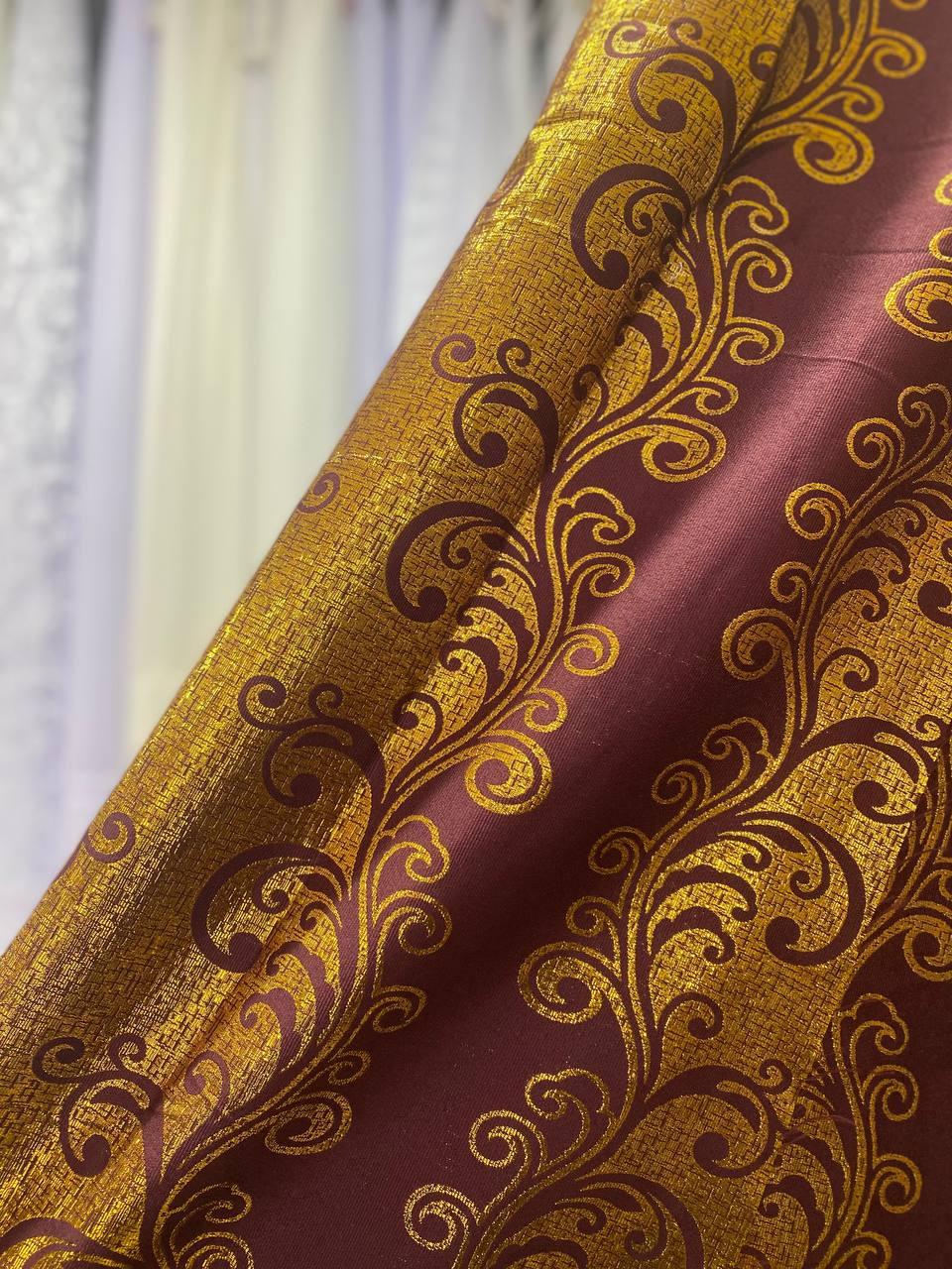 Штора Вензеля двохстороння червоний с золотом