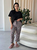 Піжами жіночі великих розмірів 2xl-4xl, набір піжами великого розміру, Батальна леопардова піжама