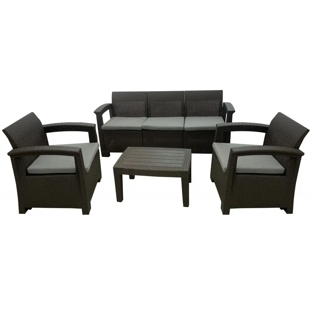 Комплект садових меблів 4-місний чорно-сірий, фото 1