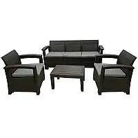 Комплект садових меблів 4-місний чорно-сірий