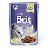 Brit Premium Cat Beef Fillets Jelly pouch - Влажный корм для кошек 85 г (филе говядины в желе)