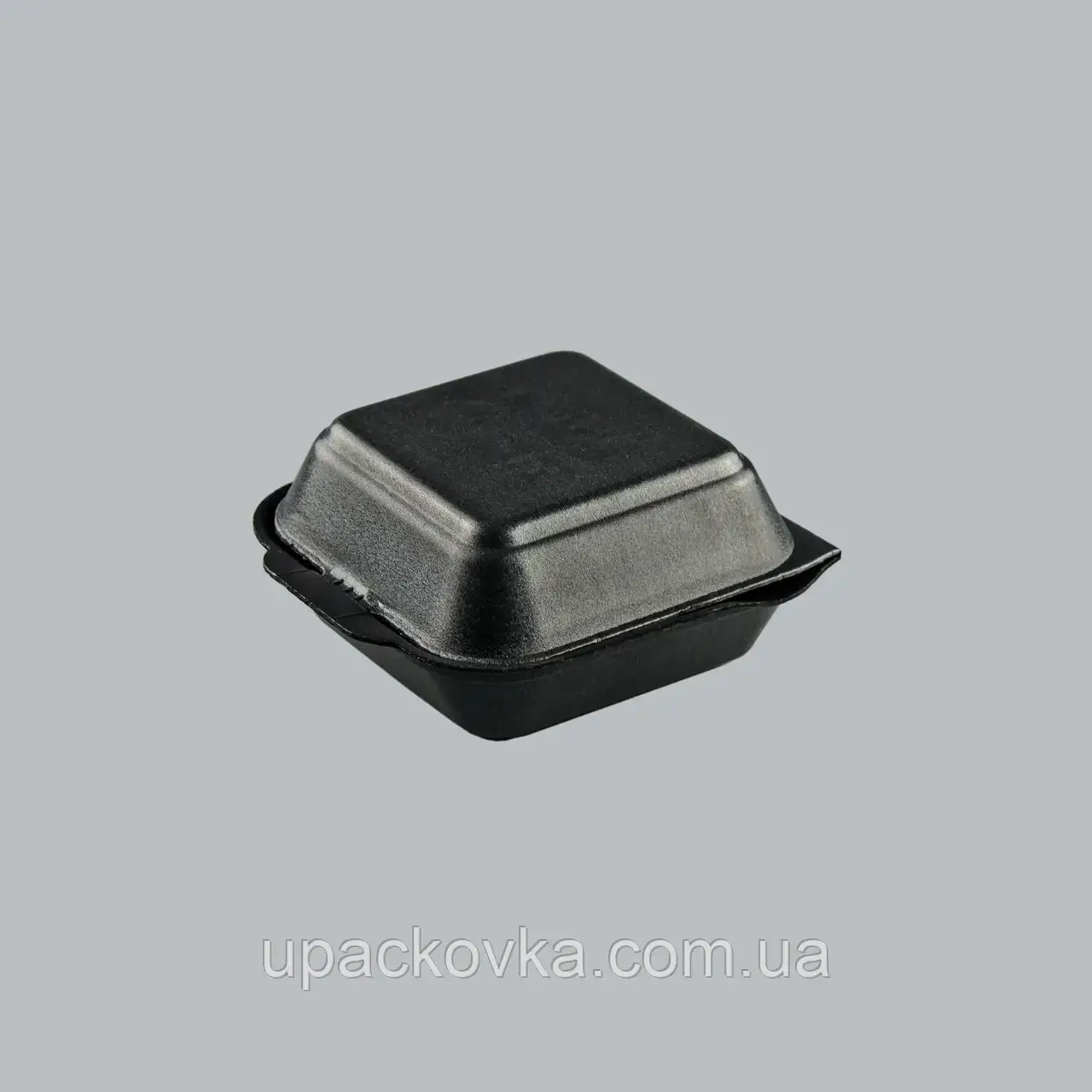 Ланч-бокс (МІНІ СЕНДВІЧ) ЧОРНИЙ з кришкою, без поділок зі спіненого полістиролу 130x143x60 мм