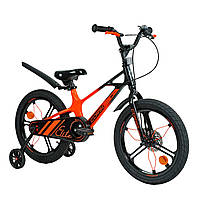 Детский велосипед с дополнительными колесами 6-8 лет 18 дюймов Corso Elite Оранжевый