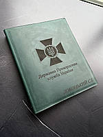 Кожаная папка для бумаги А4 "НА ПІДПИС" зеленая
