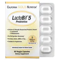 Пробіотики LactoBif 5 млрд КУО (Probiotics LactoBif) California Gold Nutrition 60 вегетаріанських капсул