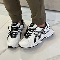 Женские мужские кроссовки Asics Gel-Kahana 8 White Black Обувь Асикс Гель Кахана белые с черным