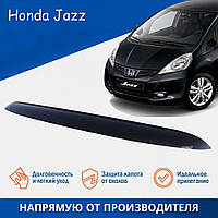 Дефлектор капота спойлер на автомобиль Хонда Джаз HONDA Jazz с 2001-2008 г с еврокрепежом