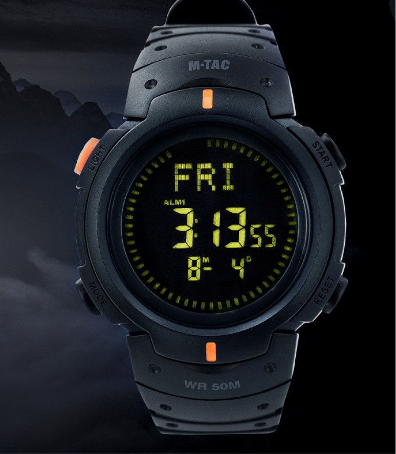ГОДИННИК ТАКТИЧНИЙ З КОМПАСОМ BLACK M-TAC