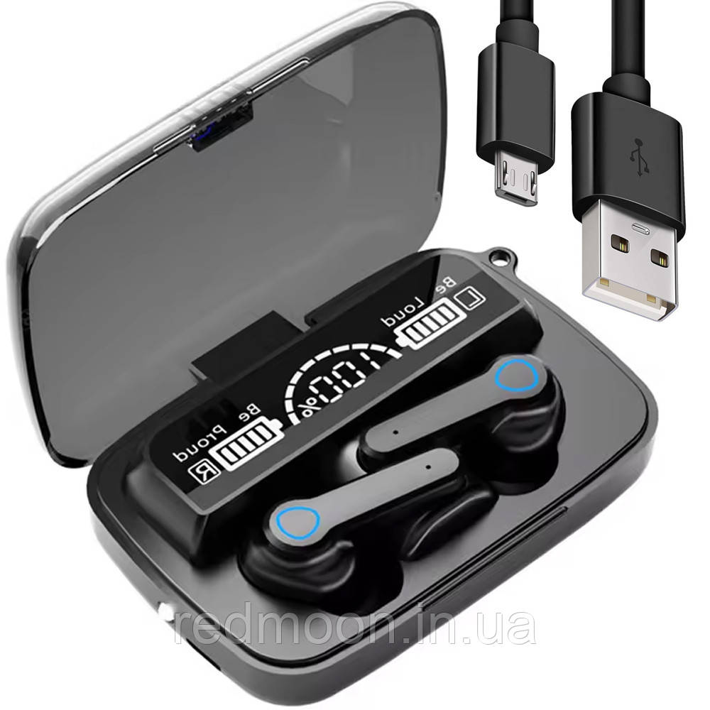 Навушники бездротові з мікрофоном, TWS M19 BT / Сенсорні Bluetooth навушники / Вакуумні навушники в кейсі