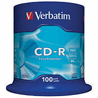 Диск CD Verbatim 700Mb 52x Cake box 100шт Extra (43411) TT, код: 6746177