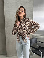 Женская легкая рубашка леопардовая на пуговицах,современная модная рубашка с воротником оверсайз