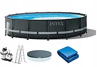 Круглый каркасный бассейн Intex 26326 Ultra XTR Frame 488х122см, 19156л, 4500л\ч, фильтр, лестница, тент