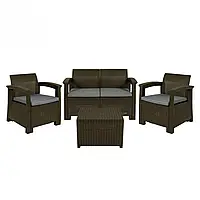 Комплект садових меблів 4-місний чорно-коричнева