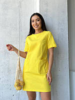 Летнее платье с карманами "Tiffany" оптом Желтый, 46-48