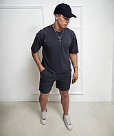 Летний комплект мужской футболка с шортами оверсайз стильный модный молодежный удобный легкий комплект