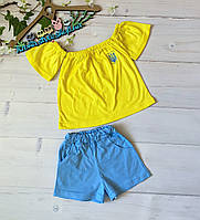 Красивый летний костюм для девочки, тоненькая блузочка и шортики, 1-4 года