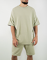Мужской летний костюм комплект шорты и футболка Oversize повседневный стильный спортивный набор прогулочный