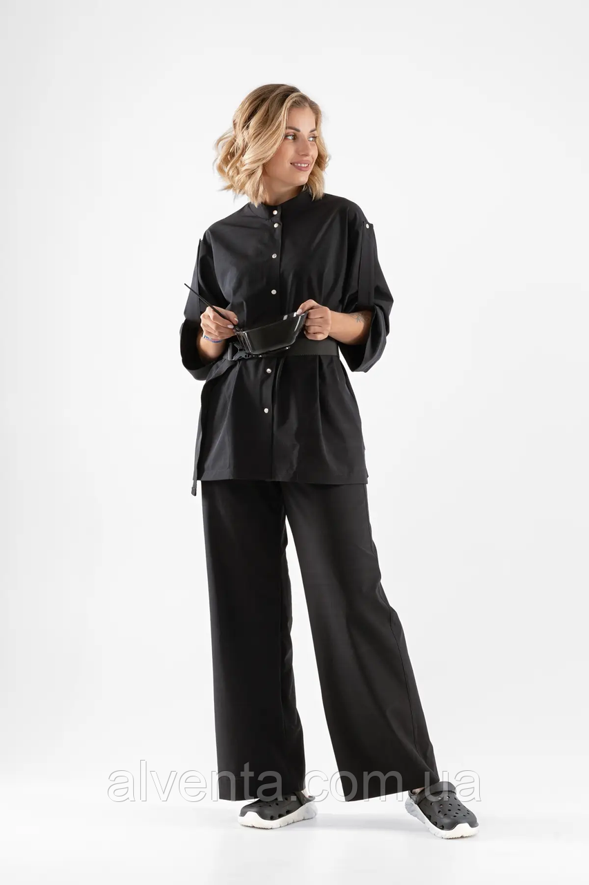 Куртка Дубай, Чорна (тканина стійка до фарбування від освітлювальних порошків та фарб, гіпохлорта)